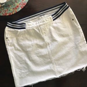 Motherhood Maternity White Distressed Denim Skirt